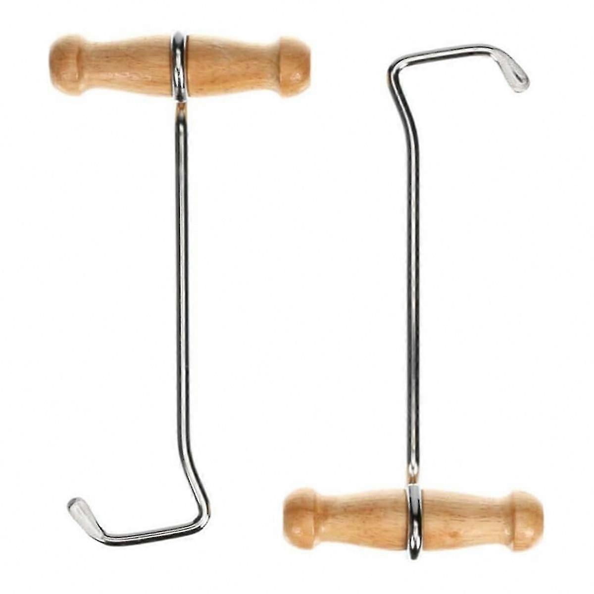 2-Pack Boot Hooks with Wood Handles, Durable Boot Puller for Easy Use