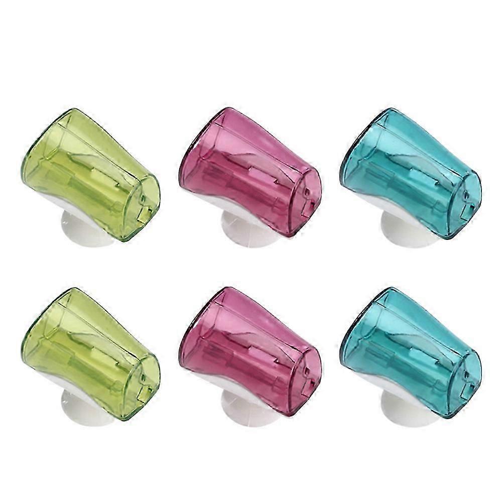 6Pcs Toothbrush Protective Cap with Suction Cup for Bathroom Use