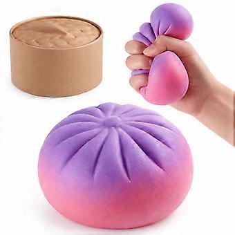 Squeezable Bun Toy (Purple-Pink Gradient): A soft, interactive, colorful gradient bun toy that you can repeatedly knead and play with.