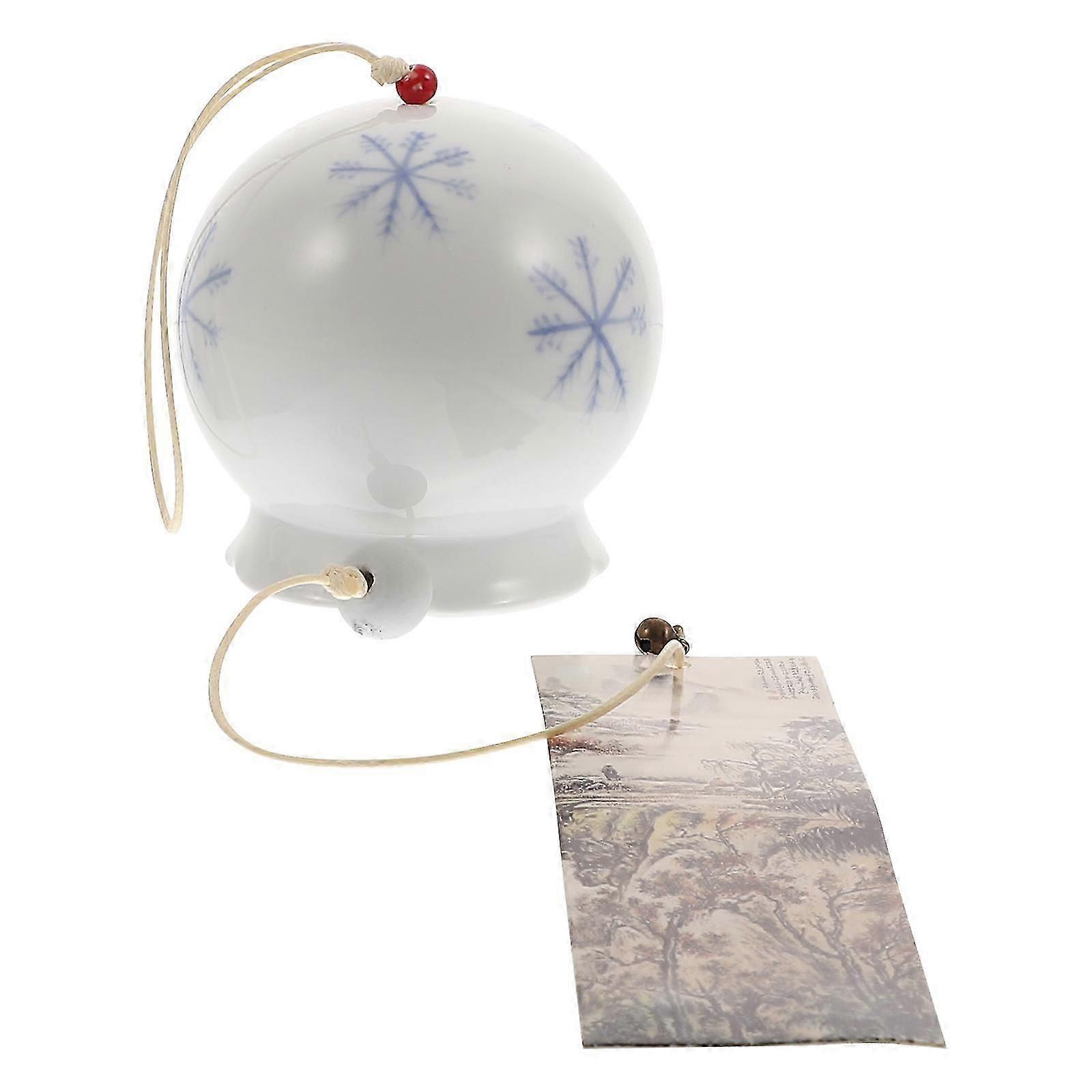 Ceramic Wind Chimes 2Pcs with Snowflake Pattern for Home Decoration
