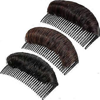 3er-Pack Dutt Unsichtbare Perückenspangen, Haarbasis Bumpy Hair Pad Styling Insert Tool Volumen Flauschiger Prinzessinnenstil Hinzufügen Mädchen Haarpads (Schwarz, Hellbraun, Dunkel