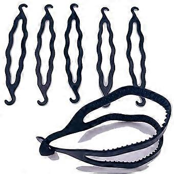 21,53,80,5 cm 6 Stück schwarze Haarbrötchen Maker - Verbessertes Kunststoff-Donut-Shaper-Set, Flechtwerkzeug, Lockenwickler und Instant-Snap-Brötchen für Frauen und Mädchen