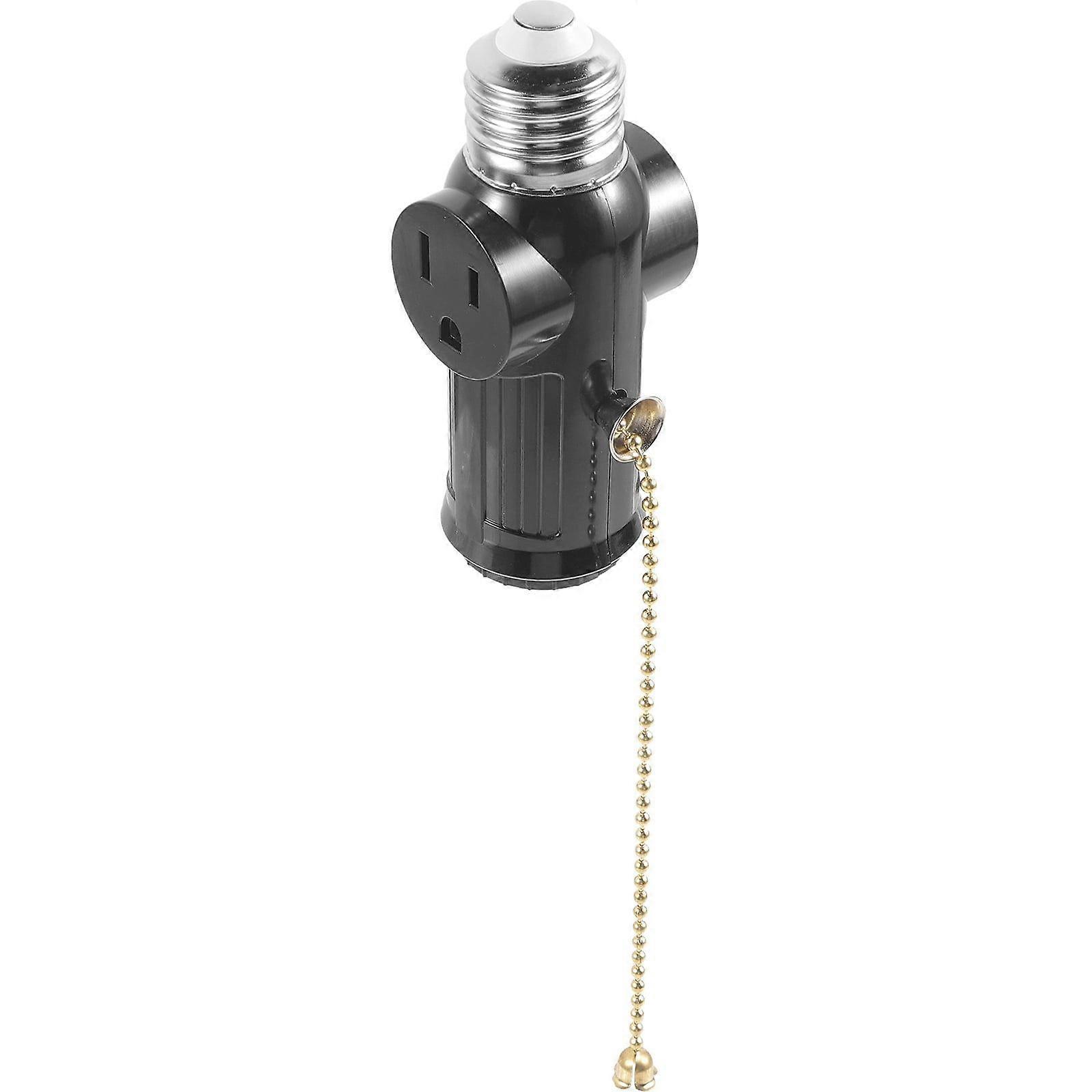 2pcs Light Socket To Plug Adapter with Pull E26 Bulb Splitter Double 3-prong Outlet Converter