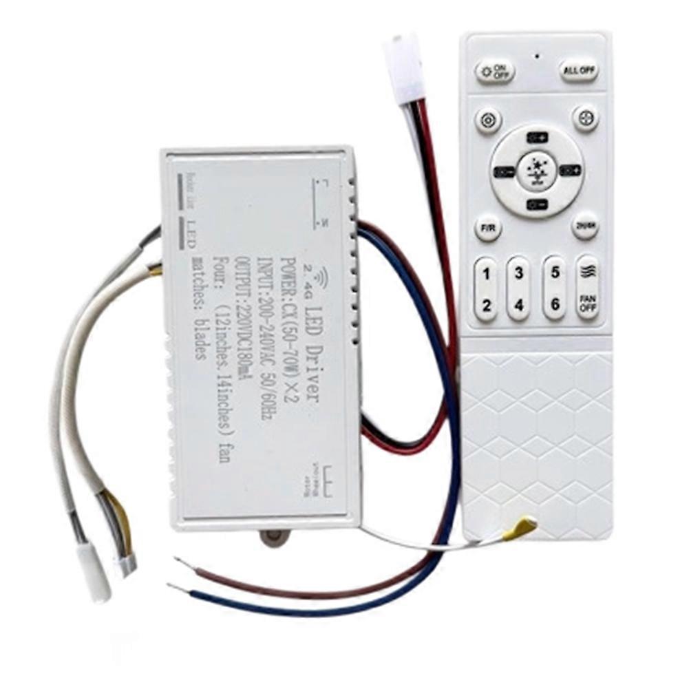 Ventilateur de plafond avec télécommande et éclairage, variateur d'intensité, 22 V, 70 W, onduleur 2,4 GHz, 6 vitesses, modèle universel