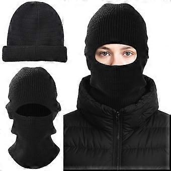 2 in 1 Knit Ski Mask Balaclava, Thermal Beanie Hat for Men and Women, Warm Face Cover for Cold Weather Outdoor