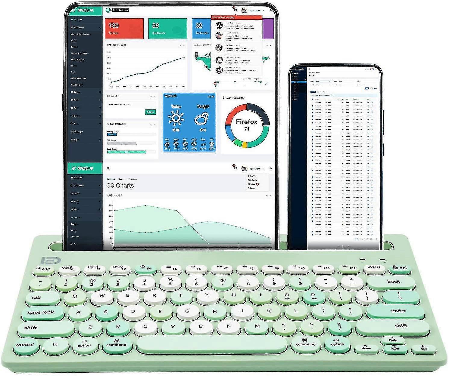 Wireless Keyboard Bluetooth And 2.4g D,switch To 3 Devices