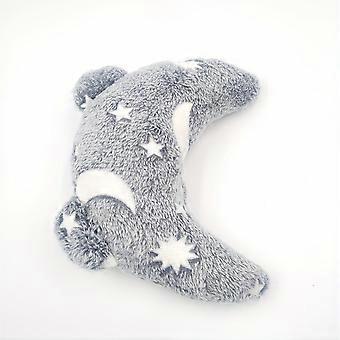 Gray Plush Crescent Pet Pillow, U-Shaped Neck Support for Dogs and Cats, Luminous Star Design Deep Sleep Bed