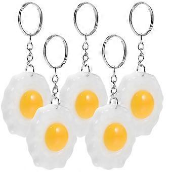 Lot de 5 porte-clés en forme d'œuf à la coque, pendentifs pour sac à dos, décorations de nourriture délicieuse