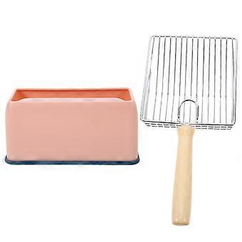 Stainless Steel Cat Litter Scoop for Cleaning 1Set with Pink Handle