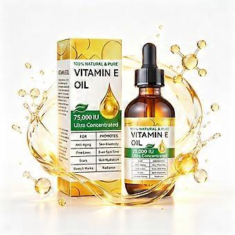 100 % reines Vitamin-E-Öl, 75.000 IE hochkonzentriert, natürliches Antioxidans für Gesicht, Haut, Haare und Körper, spendet Feuchtigkeit, mildert Narben und Dehnungsstreifen, 59 ml