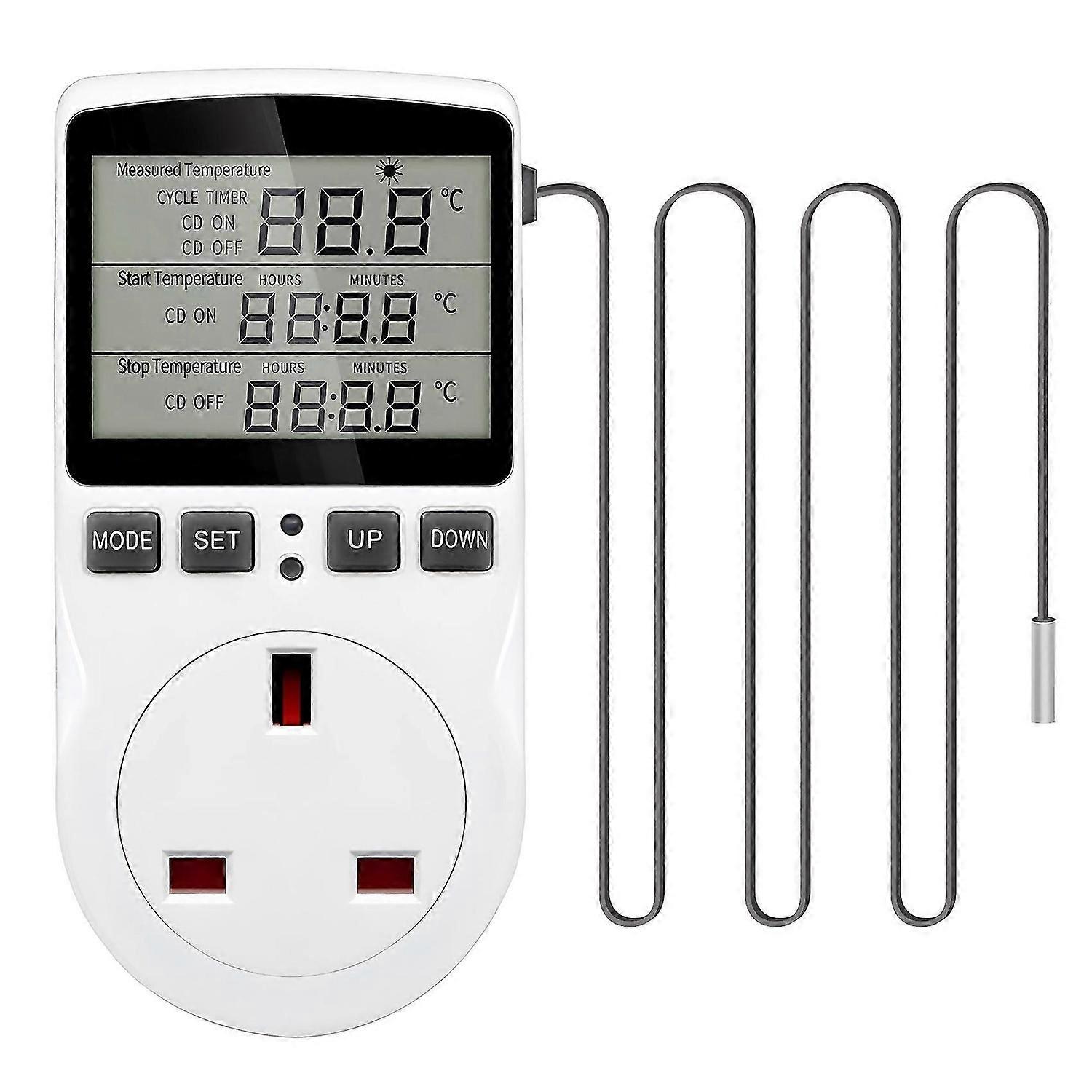 Digital Temperature Controller Thermostat Outlet Socket Plug Heating Cooling Timer for Homebrew Gree