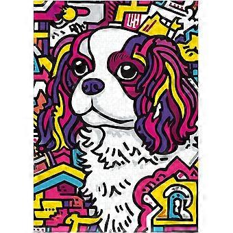 King Charles Spaniel Street Pop Art Jigsaw Puzzle - Colorful Urban Style Artwork Puzzles SQZ431