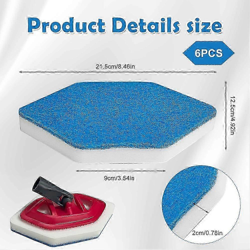 Bath and Tub Mop Refills, 6 Pack Hexagonal Shape Compatible with Vileda Bath Magic Bath Multi-Surface Sponge