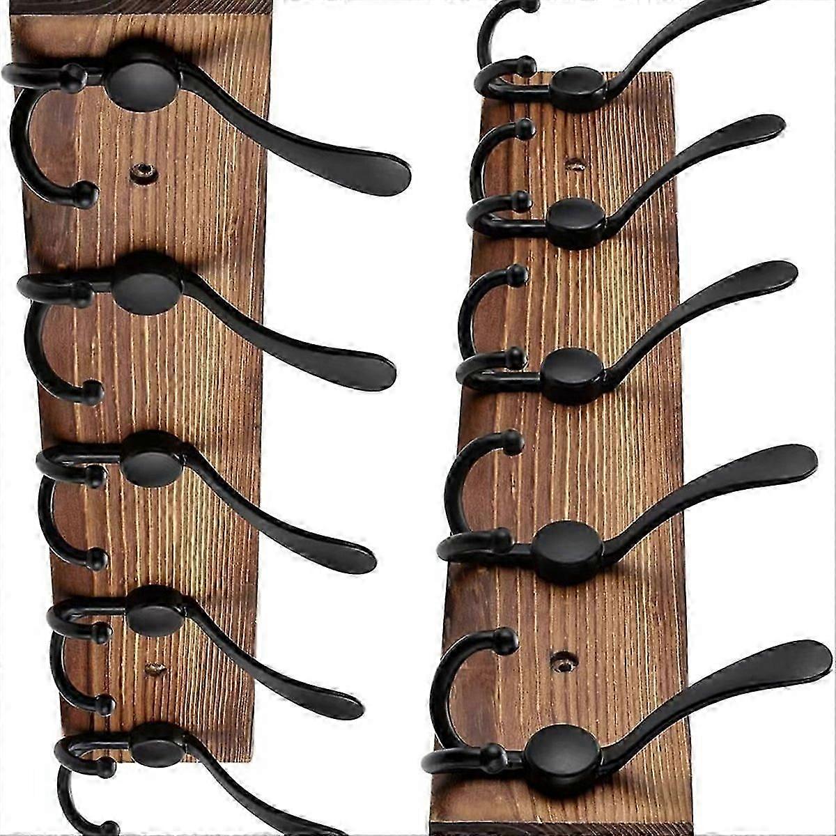 2 Pack Coat Rack Wall Mount 16.8" Rustic Hat Rack Hooks ZT
