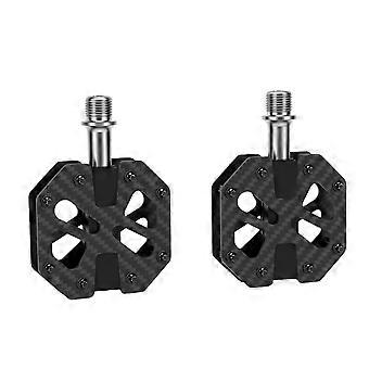 1 Pair Road Mountain Bike Pedals 3 Bearings Bicycle Flat Pedals with Anti Skid Nails Carbon Fiber