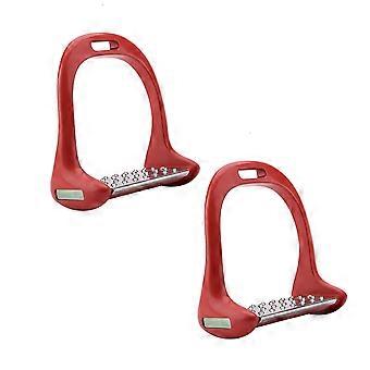 R8 Horse Riding Stirrup Stainless Steel NonSlip Pad Equestrian Aluminum Saddle With Painting Red