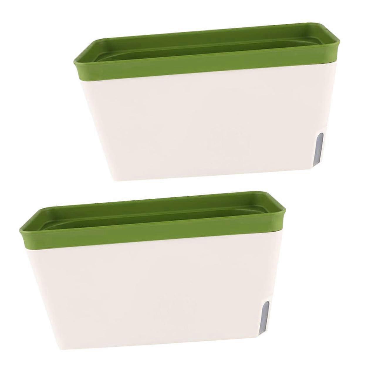 2pcs Rectangular Self Watering Planter with Water Level Indicator for Indoor Succulent Garden