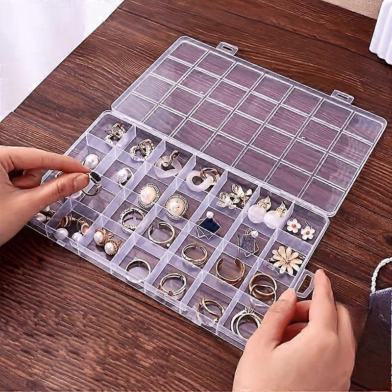 1pc 28 Grid Transparent Plastic Storage Box with Lid Durable Multi Compartment Organizer Durable Storage Container