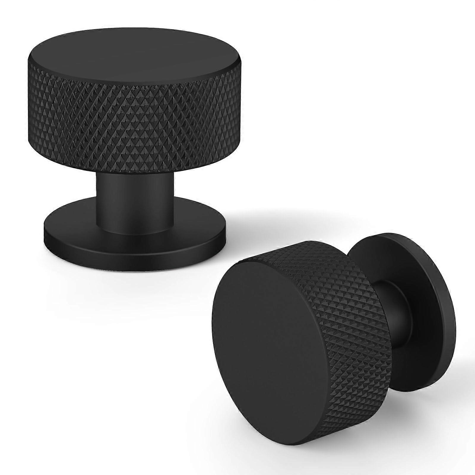 6 Pack Matte Black Cabinet Knobs, Modern Knurled Design Drawer Pulls for Kitchen and Dresser