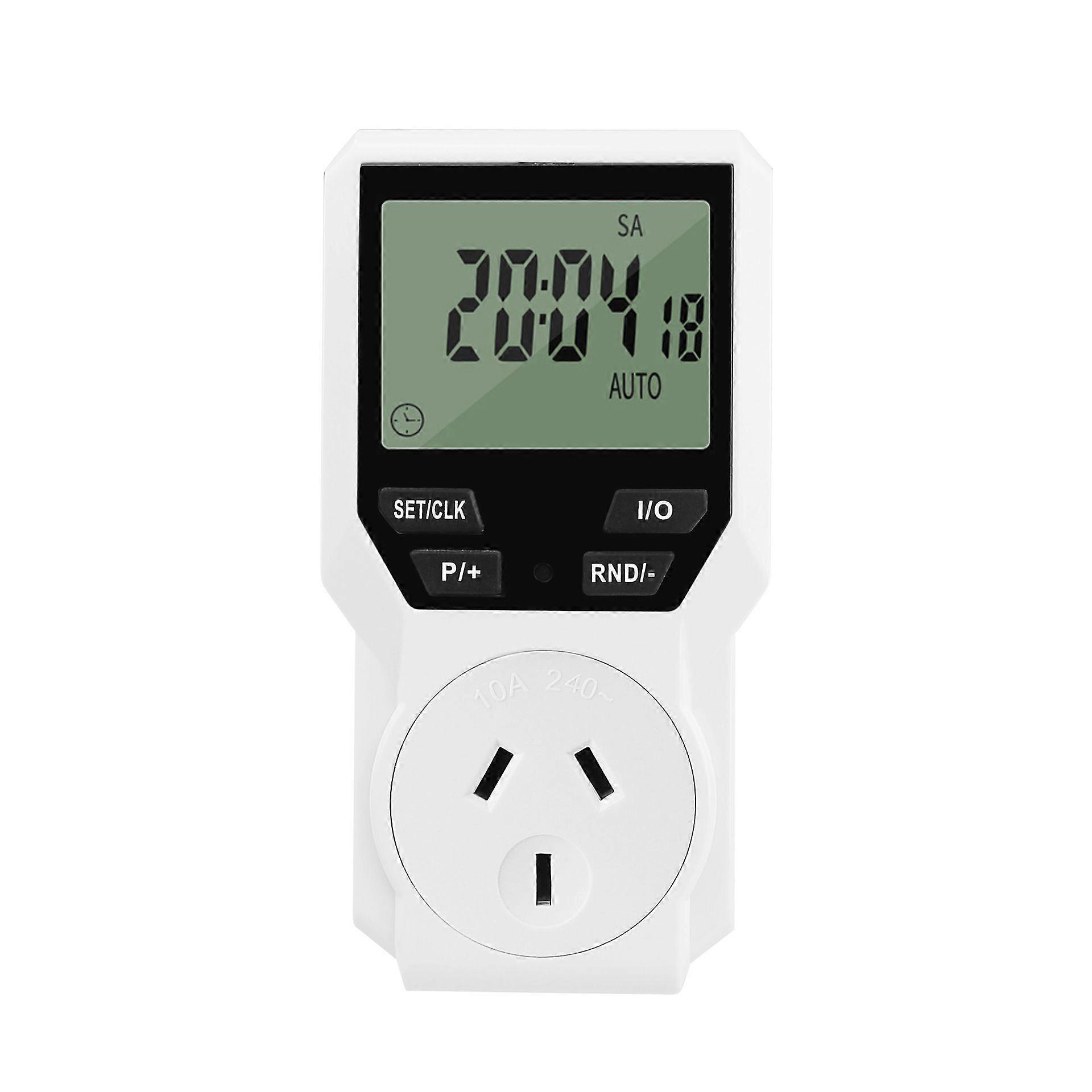 AU Plug 24-Hour Digital Timer Socket with Large LCD Display, 10A White Appliance Timer