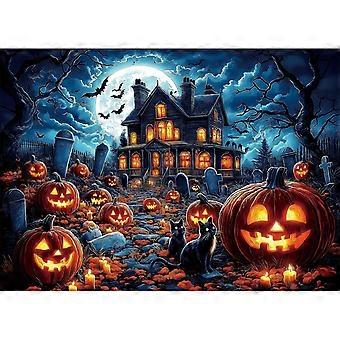Halloween Haunted House Jigsaw Puzzle for Adults Spooky Night Graveyard Scene Puzzle GYU479