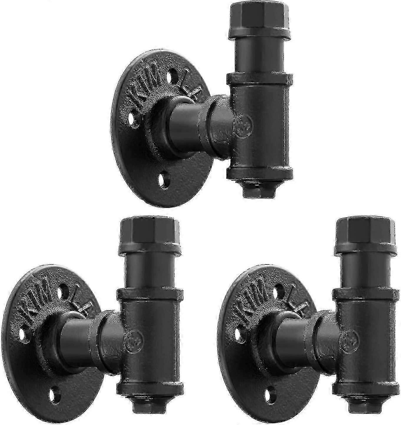 Rustic Iron Pipe Wall Hooks 3 Pack