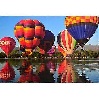 Hot Air Balloon Jigsaw Puzzle 1000 Pieces for Adults, Vibrant Sky Ocean Reflection, GiftReady Wall Art