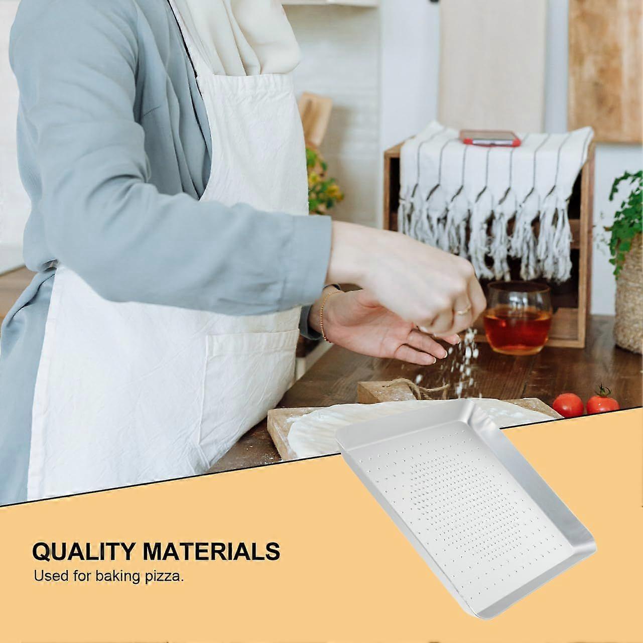 Perforated Pizza Pan Aluminium Alloy Silver Bakeware