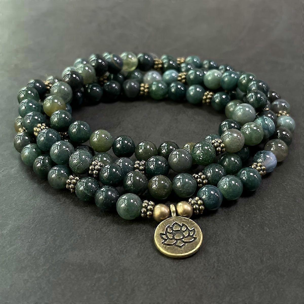 108 Bead Moss Agate Mala