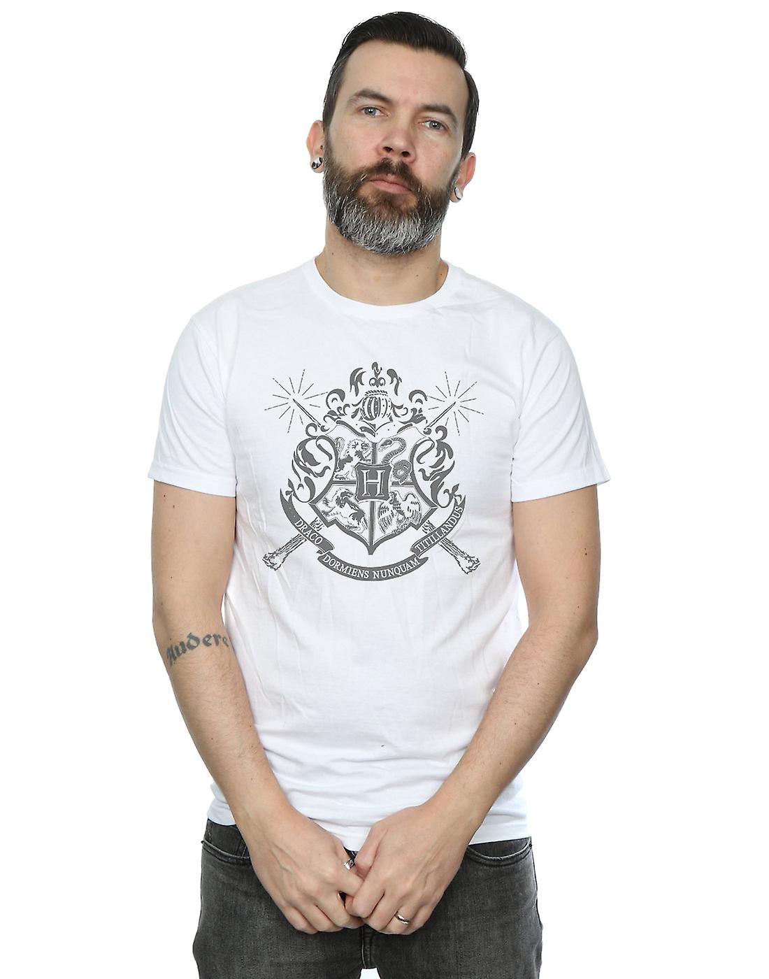 Harry Potter Men's Hogwarts Badge Wands T-Shirt