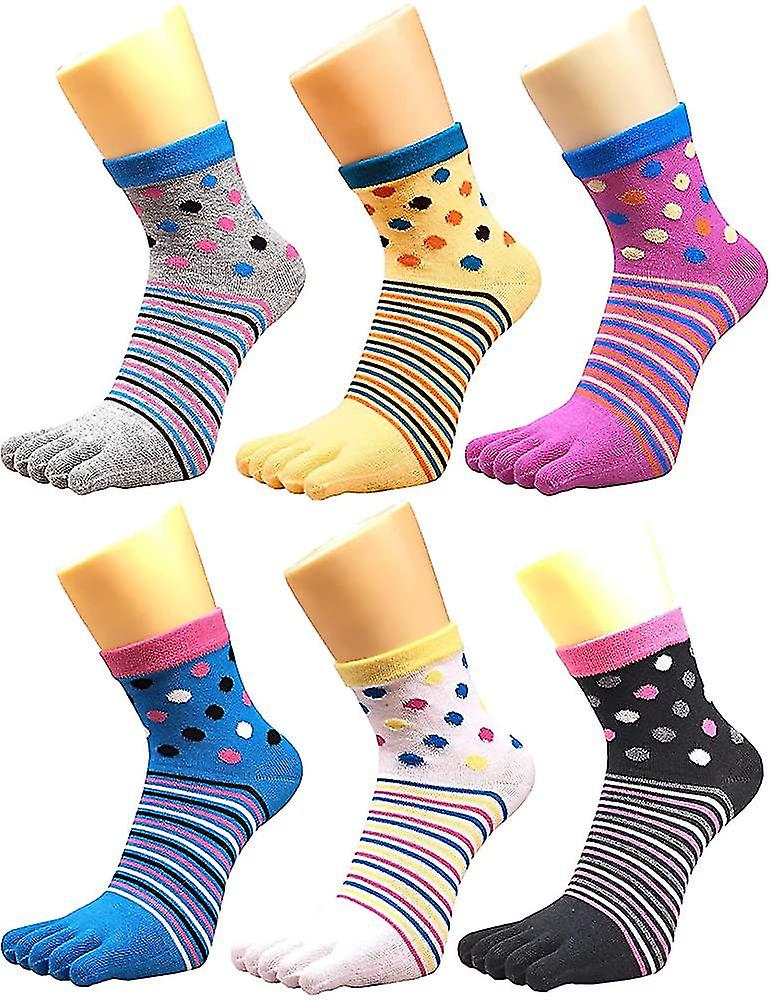 Calcetines de punta para mujer 5 dedos algodón Wicking Athletic 6 Pack