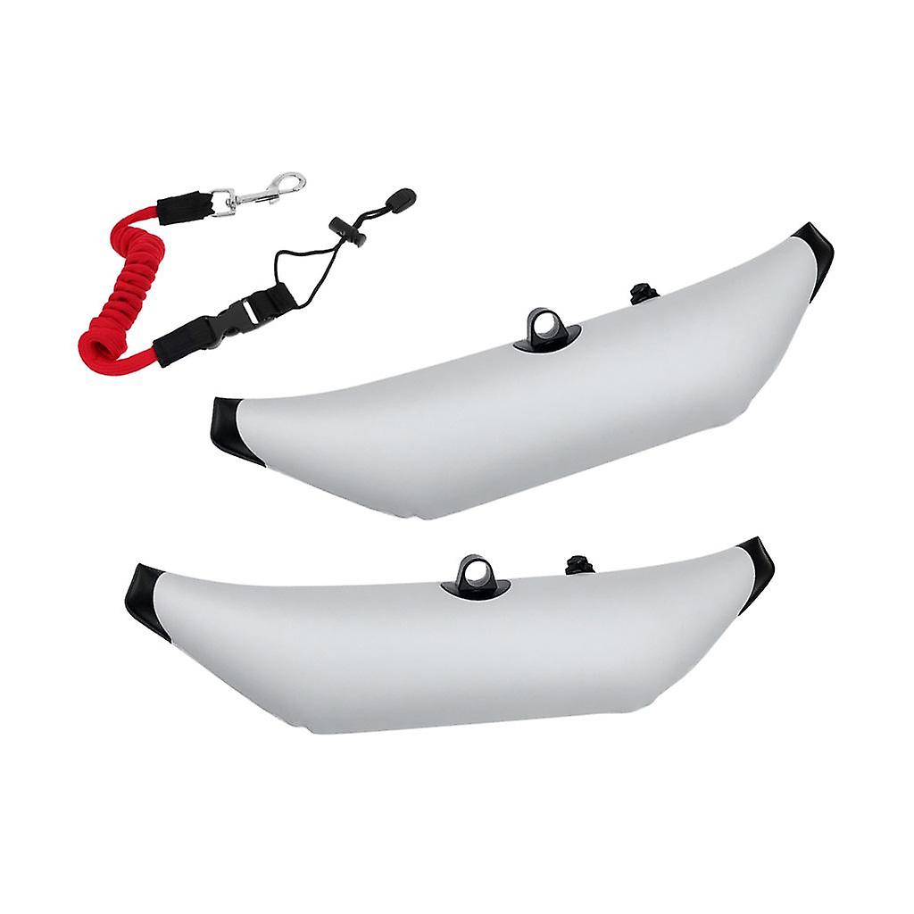 Kayak Canoe Boat 2 Inflatable Outrigger Stabilizer with Elastic Paddle Leash