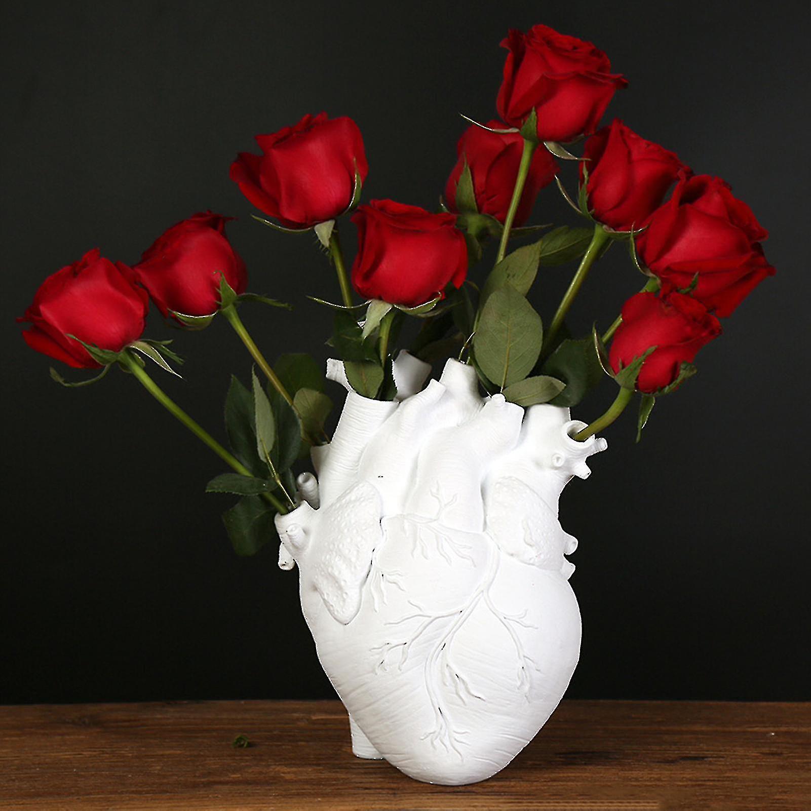 Heart Vase Unique Resin Heart Shaped Vase Desk Ornament Flower Pot For Home