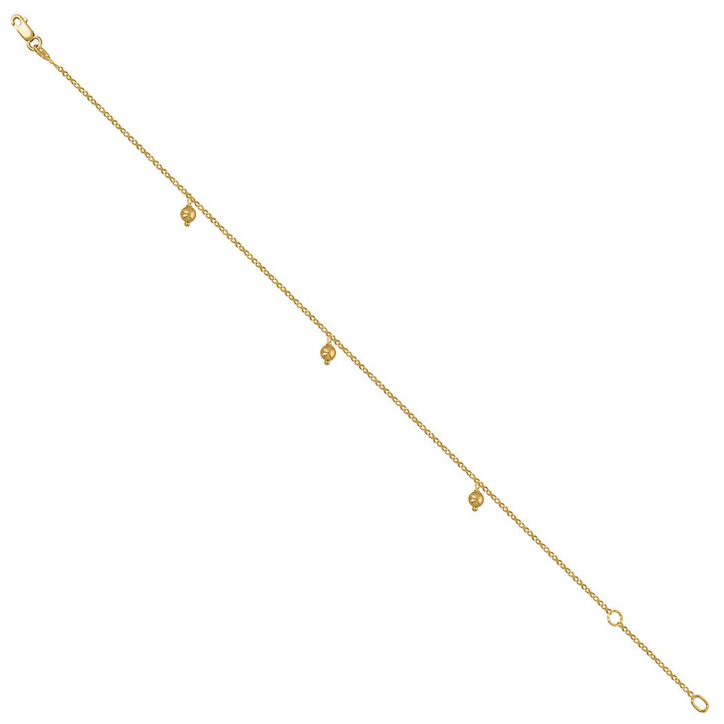14k Sarı Altın Kadınlar İçin Boncuklu Charm Ayak Halısı-Ayak Bileği - 1.8 Gram