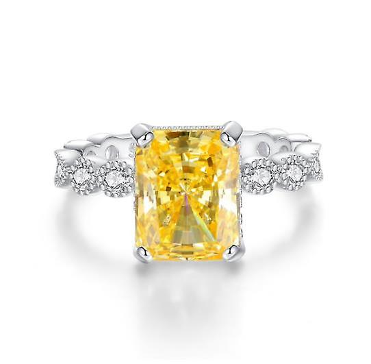S925 Sterling Silver Ring Women, High Carbon Diamond Single Ring, Colorful Square Zircon Engagement Ring Marriage Promise Ring Proposal Ring