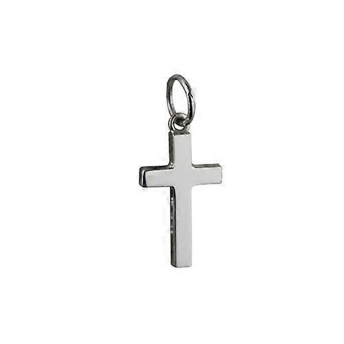 9ct White Gold 15x9mm plain solid block Cross
