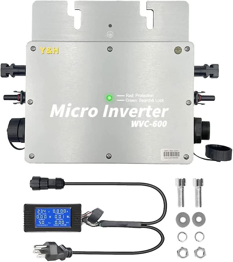 1200W Solar Grid Tie Micro Inverter Netbinder Inverter 220V Solar Micro Omvormer Waterdicht IP65 voor 30V 36V Zonnepaneel, DC 22-50V PV Input AC180-260V Output (zilver