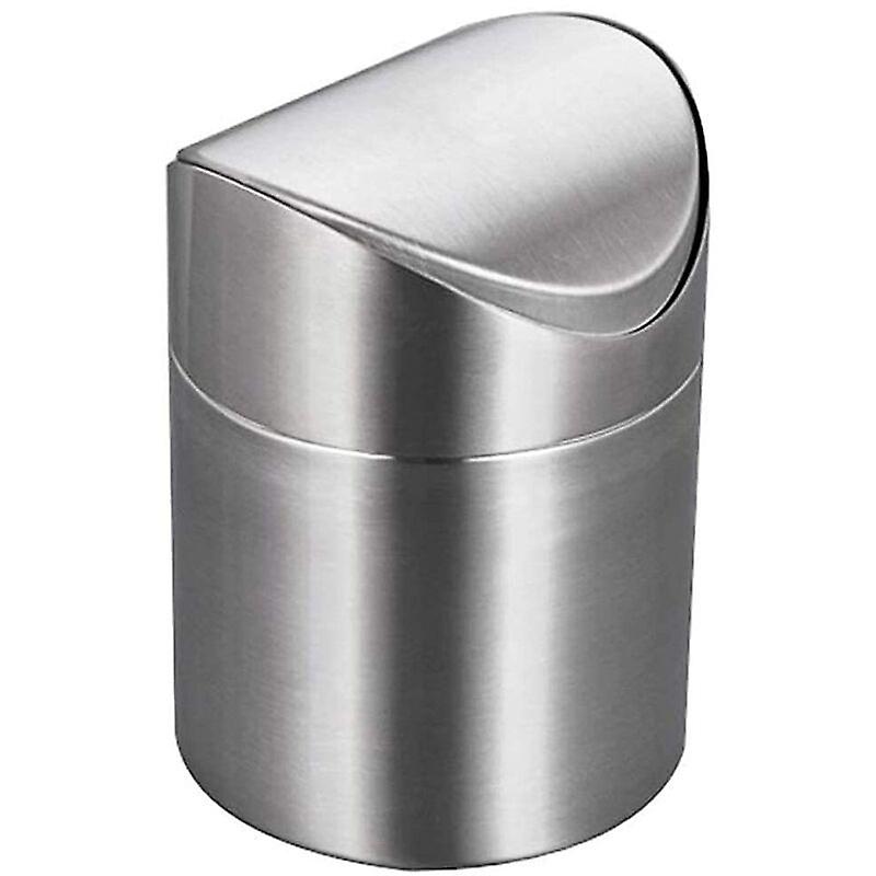 Mini Stainless Steel Desktop Trash Can (Silver)