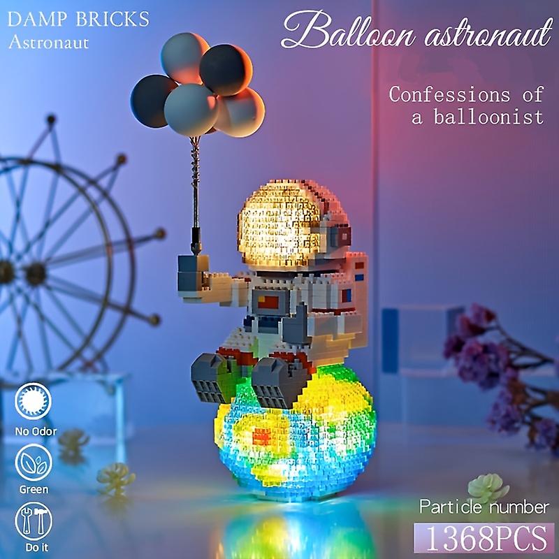 Astronaut Mini Miniature Building Blocks Set Space Model Building Blocks Set With Led Lighting Kit And Balloons Coolest Gifts For Adults 12+ Years O