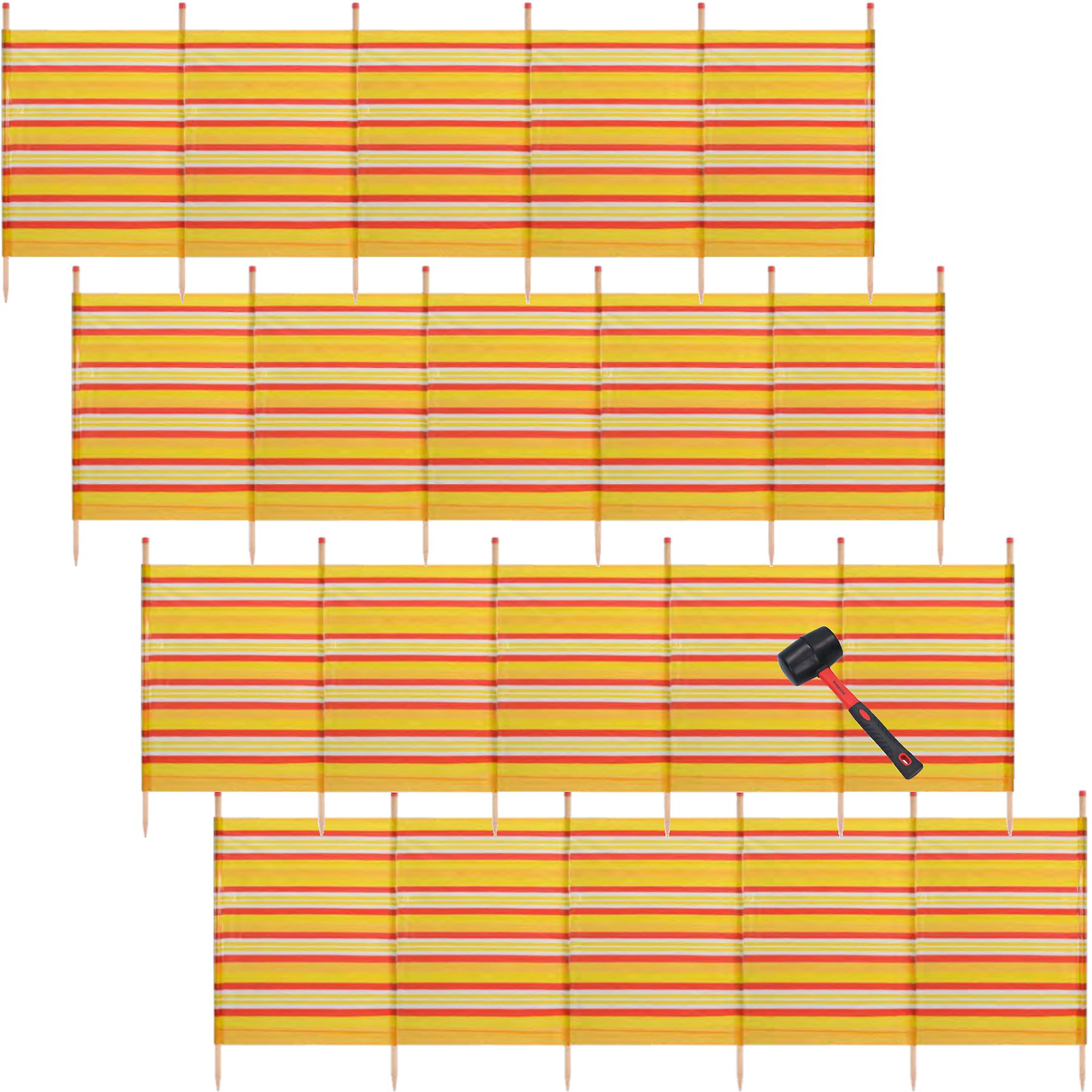 4 PACK 6 Pole Windbreak & Mallet Beach Shelter 1.5m by 3.7m Screen Stripe