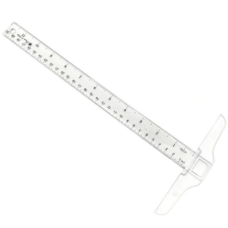 3 Pcs T-Square, 30cm Transparent Plastic Ruler T-Ruler, Junior Academic T-Ruler, Double Scale Measuring Scale Drafting Tool General Drawing for Child