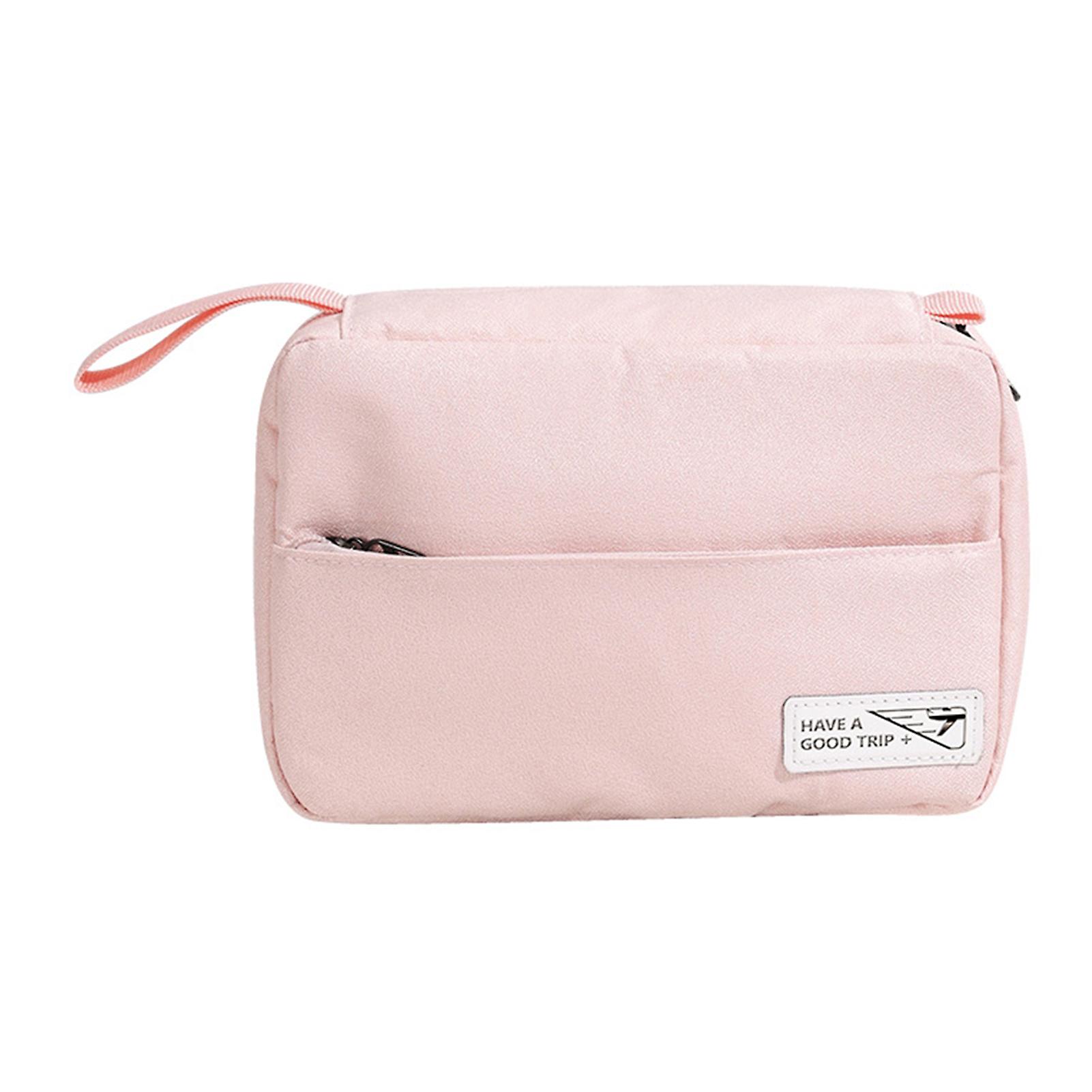 Solid-Color 3-Grid Toiletries Bag with Hook Large Capacity Lightweight Wash Bag for Women Men Unisex