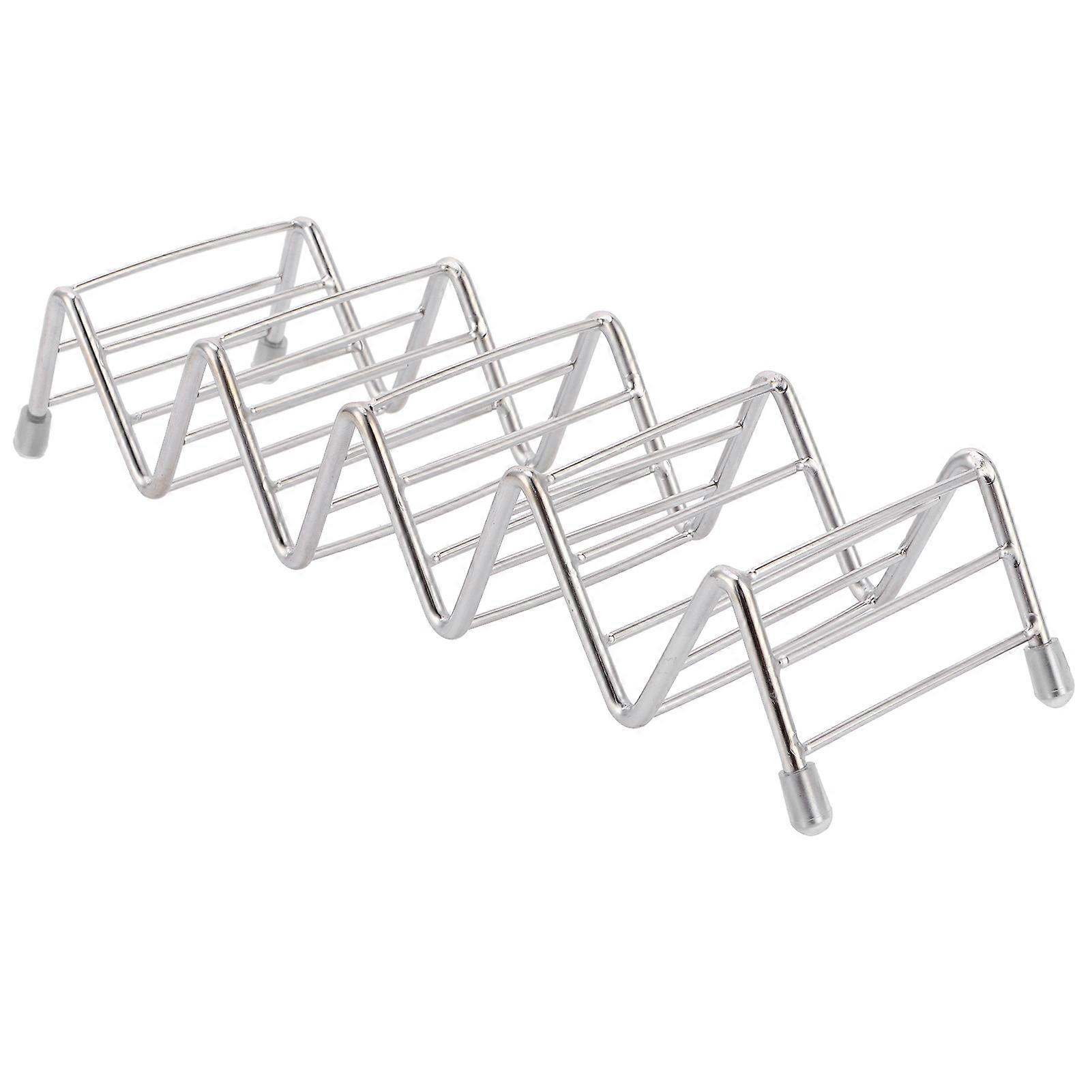 304 Stainless Steel Taco Holder with Non-Slip Grip for Crispy Tacos Every Time - for Home and Commercial Use(4/5Grid)