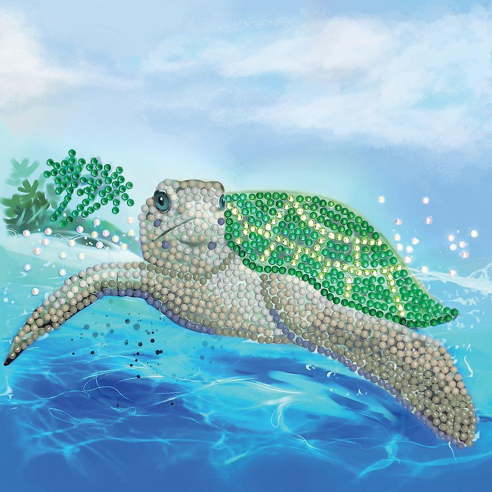 Crystal Art Diamond Painting Greeting Card Kit - Turtle - 6 x 7' (18 x 18 cm)