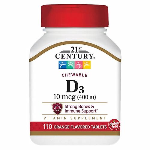 21st Century Vitamina D3 Naranja Masticable, 10mcg, 400 UI 110 Tabs