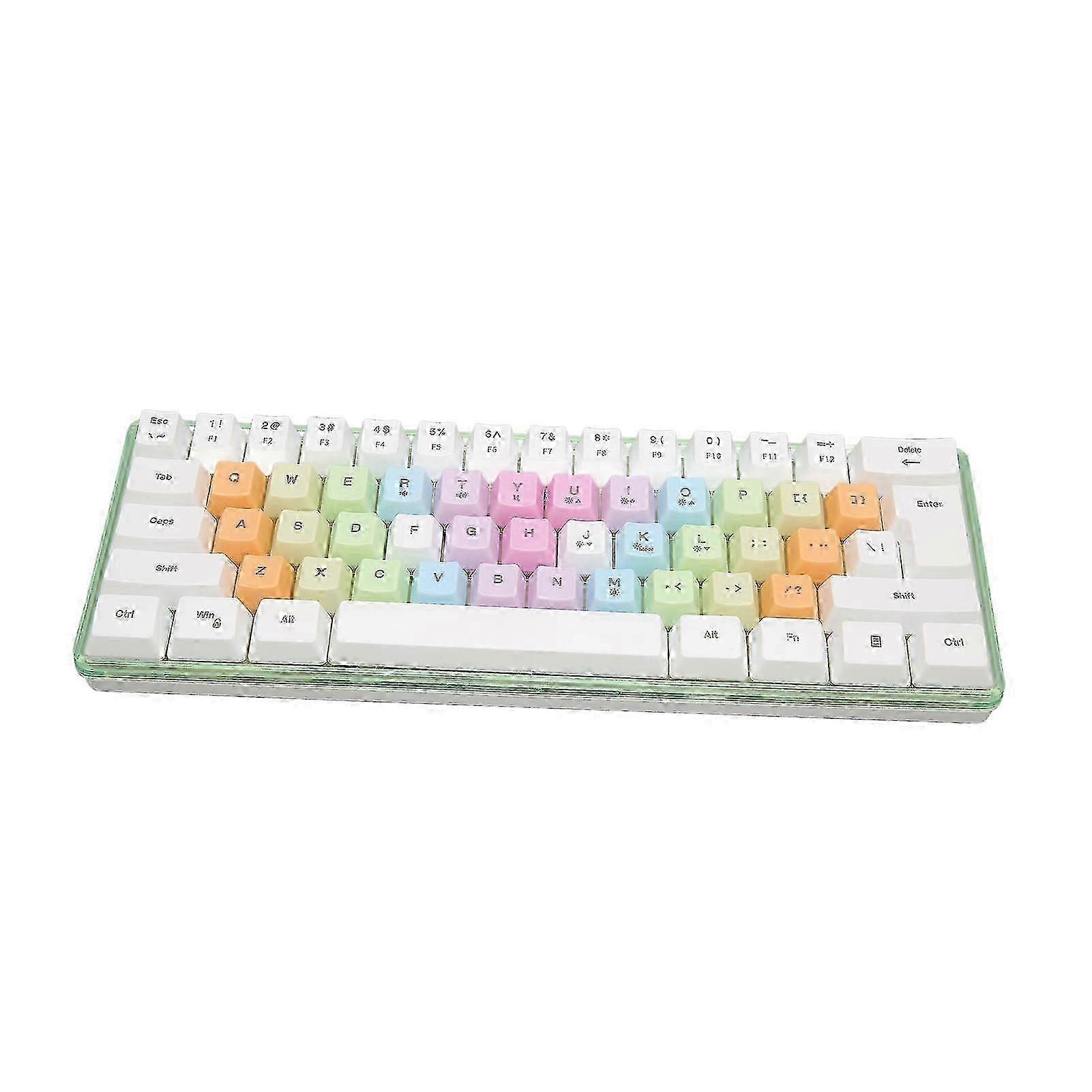 61 Keys Mechanical Keyboard RGB Backlight Colorful Keycaps Mini Wired Mechanical Keyboard for Gaming Office Work White
