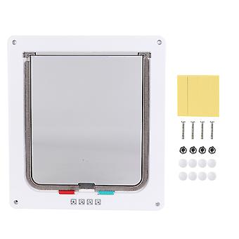 ABS Acrylic Pet Screen Door Window Lockable Waterproof Medium Cat Flap (white)