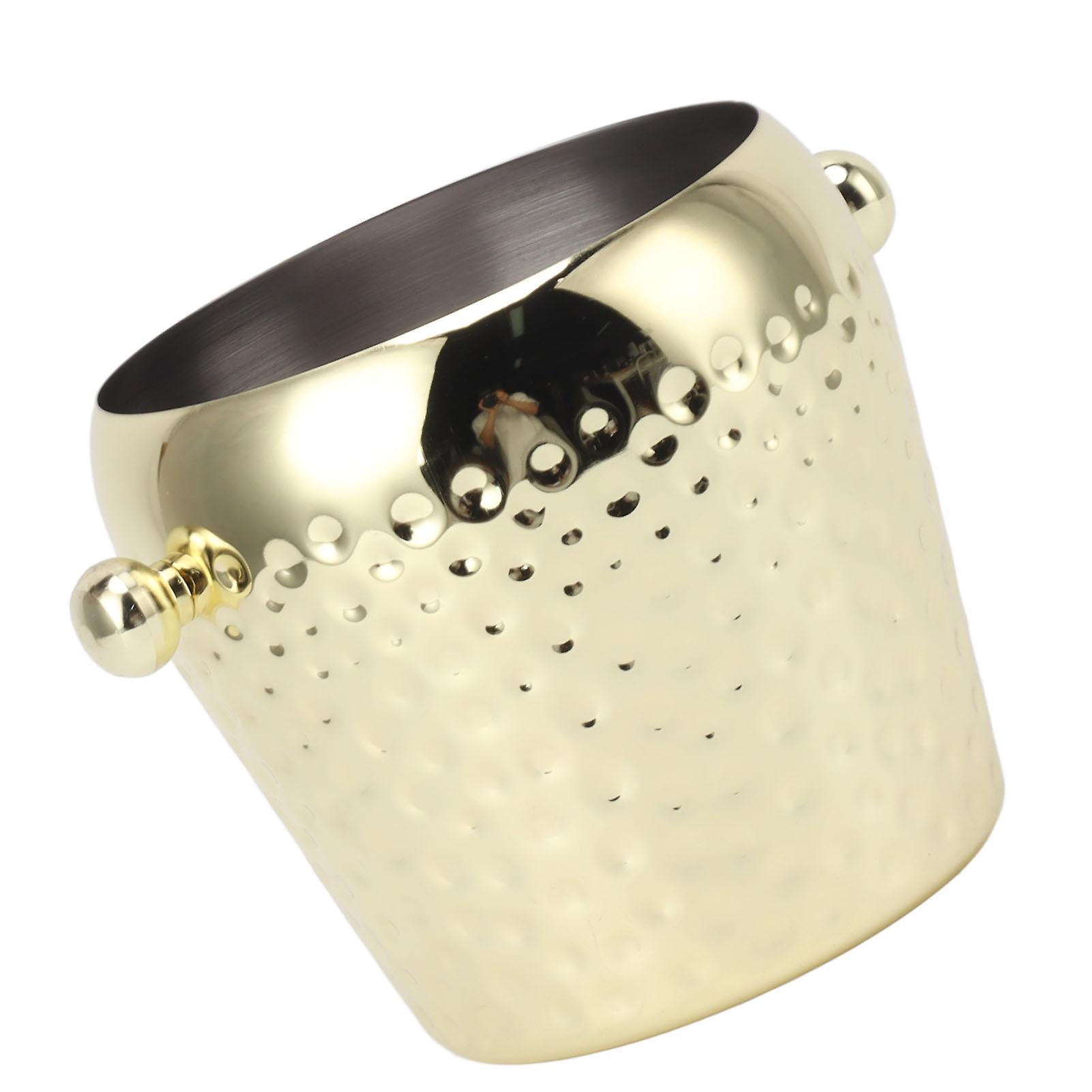 1L Stainless Steel Ice Bucket for Chilling Wine, Champagne, and More, Mini Insulated Frozen Container with Elegance(Gold)