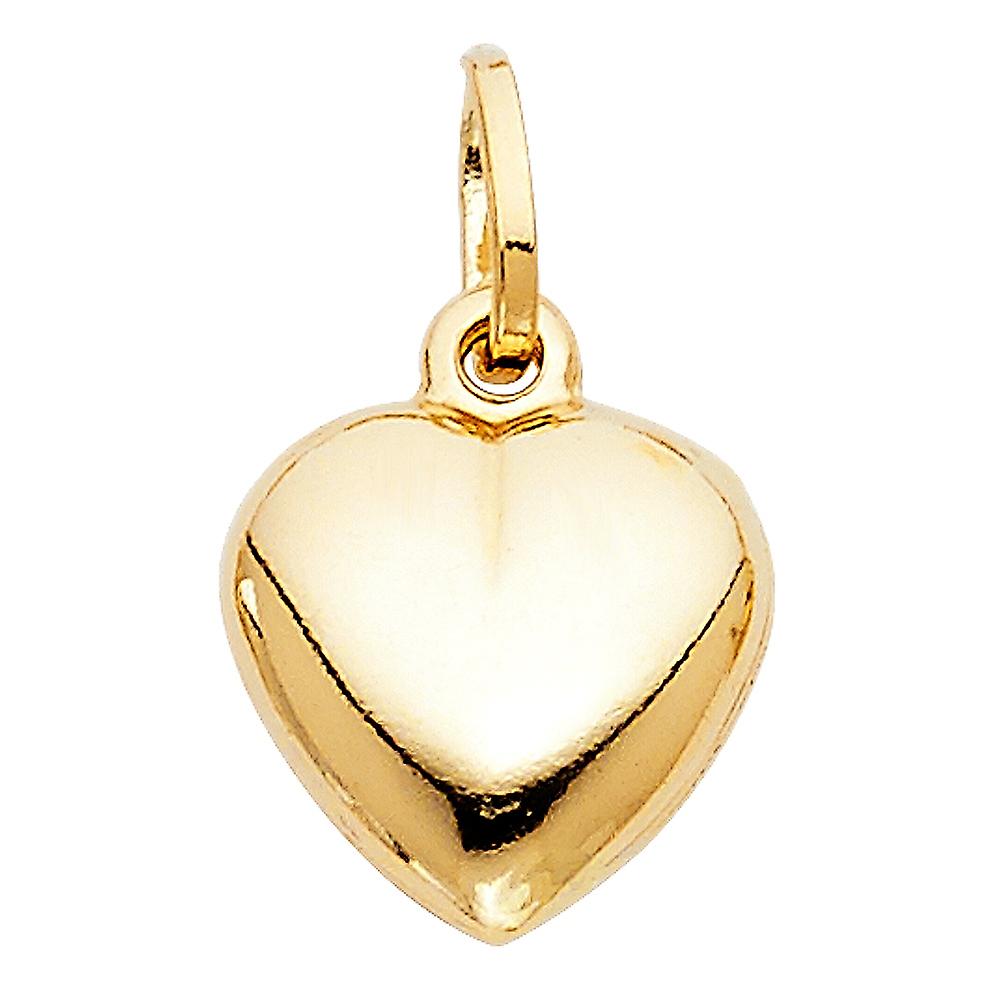 14Kイエローゴールド中空ラブハートペンダントネックレス13x13mm-女性用ペンダント - 1.1グラム