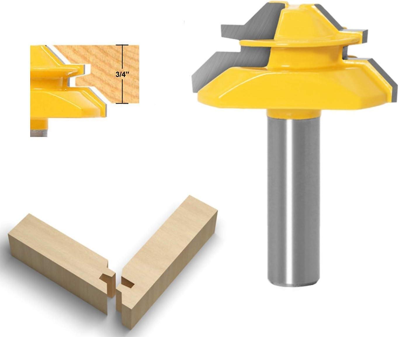 45 Degree Lock Miter Router Bit 12.7mm, APLUS Woodworking Milling Cutter, Grooving Cutter, Tenon Joi